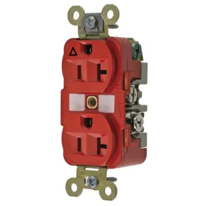 HUBBELL WIRING DEVICE-KELLEMS IG5362R Straight Blade Receptacle, 2-P 3-W Grounding, 20A 125V, 5-20R, Red, 1 Pk | BD4ZWV