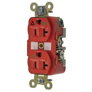 HUBBELL WIRING DEVICE-KELLEMS IG5362RWR Straight Receptacle, Duplex, Isolated Ground, 20A 125V, Red | BC9JAB