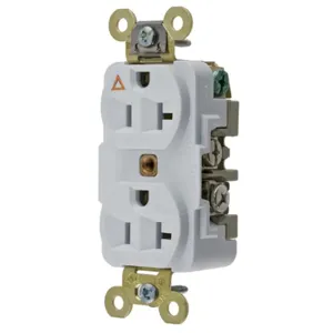 HUBBELL WIRING DEVICE-KELLEMS IG5362W Receptacle, Industrial, Standard Duplex, Flush Mount, 20A, 125V AC, White | BD4RWA 49YK95