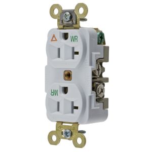 HUBBELL WIRING DEVICE-KELLEMS IG5362WWR Straight Receptacle, Duplex, Isolated Ground, 20A 125V, White | BD2PPE