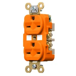 HUBBELL WIRING DEVICE-KELLEMS IG5662 Straight Receptacle, Duplex, 15A 250V, 6-15R, Orange, 1 Pk | BC7ZEJ