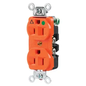 HUBBELL WIRING DEVICE-KELLEMS IG8200 Receptacle, Duplex, 2-Pole, 3-Wire Grounding, 15A, 125V, Orange | AE7LFD 5Z827