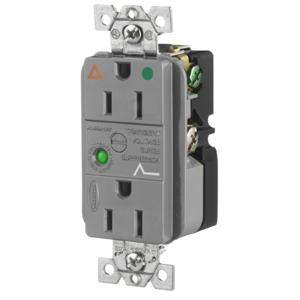 HUBBELL WIRING DEVICE-KELLEMS IG8262GYSA Surge Suppression Receptacle, Isolated Ground, 15A, 125V, Gray | BC9EDM