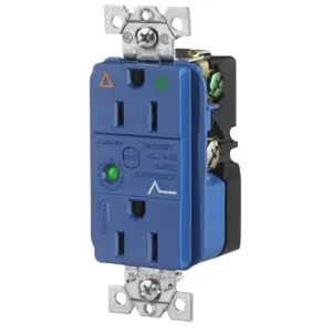 HUBBELL WIRING DEVICE-KELLEMS IG8262SA Surge Suppression Receptacle, Isolated Ground, 15A, 125V, Blue | AF7LFN 21VL20