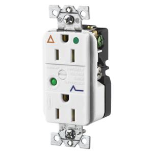 HUBBELL WIRING DEVICE-KELLEMS IG8262WSA Surge Suppression Receptacle, Isolated Ground, 15A, 125V, White | BD3JVY