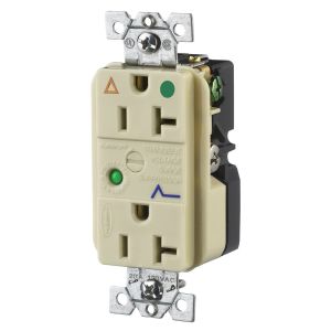 HUBBELL WIRING DEVICE-KELLEMS IG8362ISA Surge Suppression Receptacle, 20A, 125V, Ivory | AD7ARN 4D331
