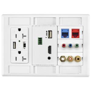 HUBBELL WIRING DEVICE-KELLEMS IMFP1D2W Plate, 1 Decorator, Istation Frame, 2-Gang, 3-Unit, White | BD3ZDP