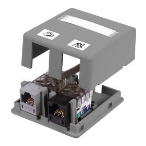 HUBBELL WIRING DEVICE-KELLEMS ISB2GYP Housing, Surface Mount, 2-Port, Plenumrated, Gray | CE6PPZ