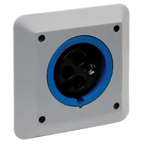 HUBBELL WIRING DEVICE-KELLEMS L430R9 Iec Pin And Sleeve Receptacle, Female, 30 A, 250 VAC, 3 Pole, Blue | AB4DQL 1XC90