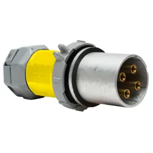 HUBBELL WIRING DEVICE-KELLEMS M5200PS1 Pin And Sleeve Plug, Male, 200 A, 600 VAC, 4 Pole, Yellow | CE6TPR