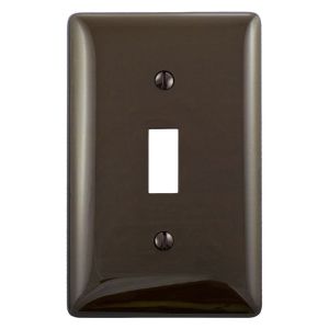 HUBBELL WIRING DEVICE-KELLEMS NP1 Wallplate, Nylon, 1-Gang, Toggle Opening, Brown | AB2GLT 1LXR3