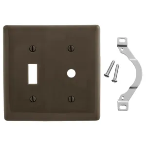 HUBBELL WIRING DEVICE-KELLEMS NP112 Wallplate, Nylon, 2-Gang, Toggle, 0.406 Inch Opening, Brown | BC9JJW