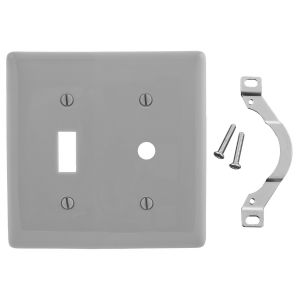 HUBBELL WIRING DEVICE-KELLEMS NP112GY Wallplate, Nylon, 2-Gang, Toggle, 0.406 Inch Opening, Gray | BD6DEL