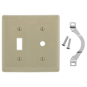 HUBBELL WIRING DEVICE-KELLEMS NP112I Wallplate, Nylon, 2-Gang, Toggle, 0.406 Inch Opening, Ivory | BD2WTC