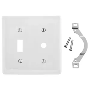 HUBBELL WIRING DEVICE-KELLEMS NP112W Wallplate, Nylon, 2-Gang, Toggle, 0.406 Inch Opening, White | BD2FJX