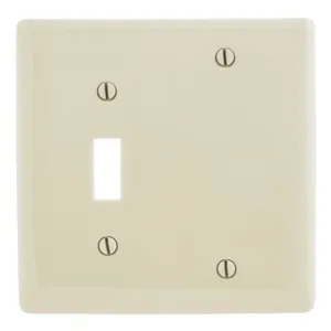 HUBBELL WIRING DEVICE-KELLEMS NP113LA Wallplate, Nylon, 2-Gang, 1 Toggle, 1 Blank, Light Almond | BD3VWK