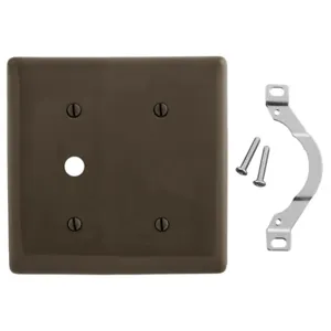 HUBBELL WIRING DEVICE-KELLEMS NP1214 Wallplate, Nylon, 2-Gang, Blank, 0.406 Inch Opening, Brown | BD3BYX