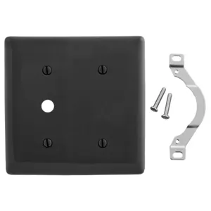 HUBBELL WIRING DEVICE-KELLEMS NP1214BK Wallplate, Nylon, 2-Gang, Blank, 0.406 Inch Opening, Black | BD4LKL