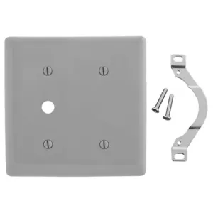 HUBBELL WIRING DEVICE-KELLEMS NP1214GY Wallplate, Nylon, 2-Gang, Blank, 0.406 Inch Opening, Gray | BD3WVD