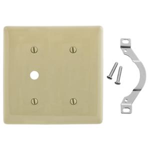 HUBBELL WIRING DEVICE-KELLEMS NP1214I Wallplate, Nylon, 2-Gang, Blank, 0.406 Inch Opening, Ivory | BD2UBD