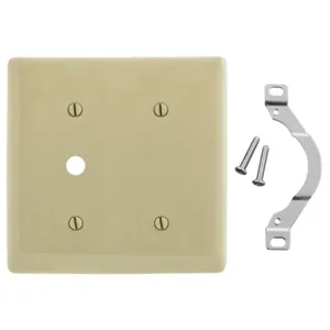 HUBBELL WIRING DEVICE-KELLEMS NP1214I Wallplate, Nylon, 2-Gang, Blank, 0.406 Inch Opening, Ivory | BD2UBD