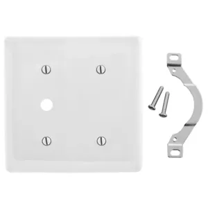 HUBBELL WIRING DEVICE-KELLEMS NP1214W Wallplate, Nylon, 2-Gang, Blank, 0.406 Inch Opening, White | BC9XVF