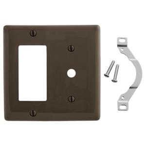 HUBBELL WIRING DEVICE-KELLEMS NP1226 Wallplate, Nylon, 2-Gang, Decorator, 0.406 Inch Opening, Brown | BC7WWA