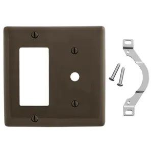 HUBBELL WIRING DEVICE-KELLEMS NP1226 Wallplate, Nylon, 2-Gang, Decorator, 0.406 Inch Opening, Brown | BC7WWA