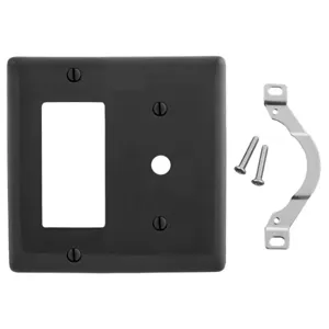 HUBBELL WIRING DEVICE-KELLEMS NP1226BK Wallplate, Nylon, 2-Gang, Decorator, 0.406 Inch Opening, Black | BC8PEH