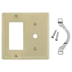 HUBBELL WIRING DEVICE-KELLEMS NP1226I Wallplate, Nylon, 2-Gang, Decorator, 0.406 Inch Opening, Ivory | BD3YUJ