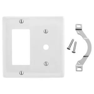 HUBBELL WIRING DEVICE-KELLEMS NP1226W Wallplate, Nylon, 2-Gang, Decorator, 0.406 Inch Opening, White | BD3DTM