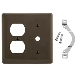 HUBBELL WIRING DEVICE-KELLEMS NP128 Wallplate, Nylon, 2-Gang, Duplex, 0.406 Inch Opening, Brown | BC8JVW