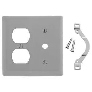 HUBBELL WIRING DEVICE-KELLEMS NP128GY Wallplate, Nylon, 2-Gang, Duplex, 0.406 Inch Opening, Gray | BD3YUK