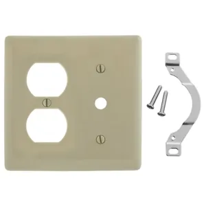 HUBBELL WIRING DEVICE-KELLEMS NP128I Wallplate, Nylon, 2-Gang, 1 Duplex 1 .406 Inch Opening, Ivory | BC9LRE