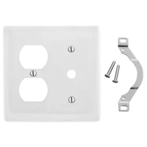 HUBBELL WIRING DEVICE-KELLEMS NP128W Wallplate, Nylon, 2-Gang, Duplex, 0.406 Inch Opening, White | BD2GWT