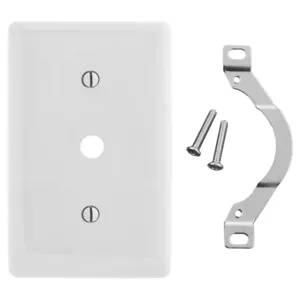 HUBBELL WIRING DEVICE-KELLEMS NP12W Wallplate, Nylon, 1-Gang, 0.406 Inch Opening, Strap Mount, Light Almond | BD6ANK