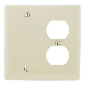 HUBBELL WIRING DEVICE-KELLEMS NP138LA Wallplate, Nylon, 2-Gang, 1 Duplex, 1 Blank, Light Almond | BD4RWD