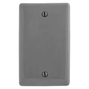 HUBBELL WIRING DEVICE-KELLEMS NP13GY Wall Plate, Wallplate, Nylon, 1-Gang, Blank, Box Mount, Gray | BD3VWM