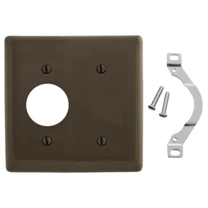 HUBBELL WIRING DEVICE-KELLEMS NP147 Wallplate, Nylon, 2-Gang, 10.40 Inch Opening, Blank, Brown | BC9TLU