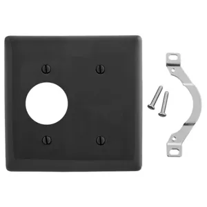 HUBBELL WIRING DEVICE-KELLEMS NP147BK Wallplate, Nylon, 2-Gang, 10.40 Inch Opening, Blank, Black | BC9NYC