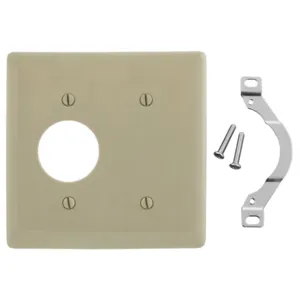 HUBBELL WIRING DEVICE-KELLEMS NP147I Wallplate, Nylon, 2-Gang, 1.40 Inch Opening 1 Blank, Ivory | BC9EZK