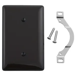 HUBBELL WIRING DEVICE-KELLEMS NP14BK Wallplate, Nylon, 1-Gang, Blank, Strap Mount, Black | BC9NLV