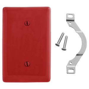 HUBBELL WIRING DEVICE-KELLEMS NP14R Wallplate, Nylon, 1-Gang, Blank, Strap Mount, Red | AC3ZLM 2XVD6