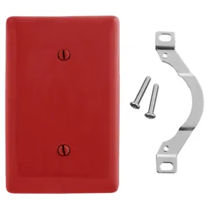 HUBBELL WIRING DEVICE-KELLEMS NP14R Wallplate, Nylon, 1-Gang, Blank, Strap Mount, Red | AC3ZLM 2XVD6