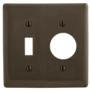 HUBBELL WIRING DEVICE-KELLEMS NP17 Wallplate, Nylon, 2-Gang, Toggle, 0.406 Inch Opening, Brown | BC7YVP