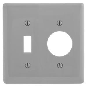 HUBBELL WIRING DEVICE-KELLEMS NP17GY Wallplate, Nylon, 2-Gang, Toggle, 0.406 Inch Opening, Gray | BC8WRE