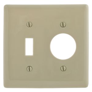 HUBBELL WIRING DEVICE-KELLEMS NP17I Wallplate, Nylon, 2-Gang, Toggle, 0.406 Inch Opening, Ivory | BC9GNN