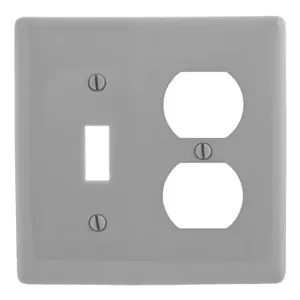 HUBBELL WIRING DEVICE-KELLEMS NP18GY Wallplate, Nylon, 2-Gang, 1 Duplex, 1 Toggle, Gray | AB2GLZ 1LXR9