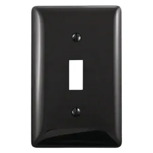 HUBBELL WIRING DEVICE-KELLEMS NP1BK Wallplate, Nylon, 1-Gang, 1 Toggle, Black | BC9TLV