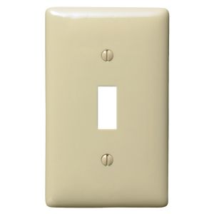 HUBBELL WIRING DEVICE-KELLEMS NP1I Wallplate, Nylon, 1-Gang, 1 Toggle, Ivory | AB2GMD 1LXT4